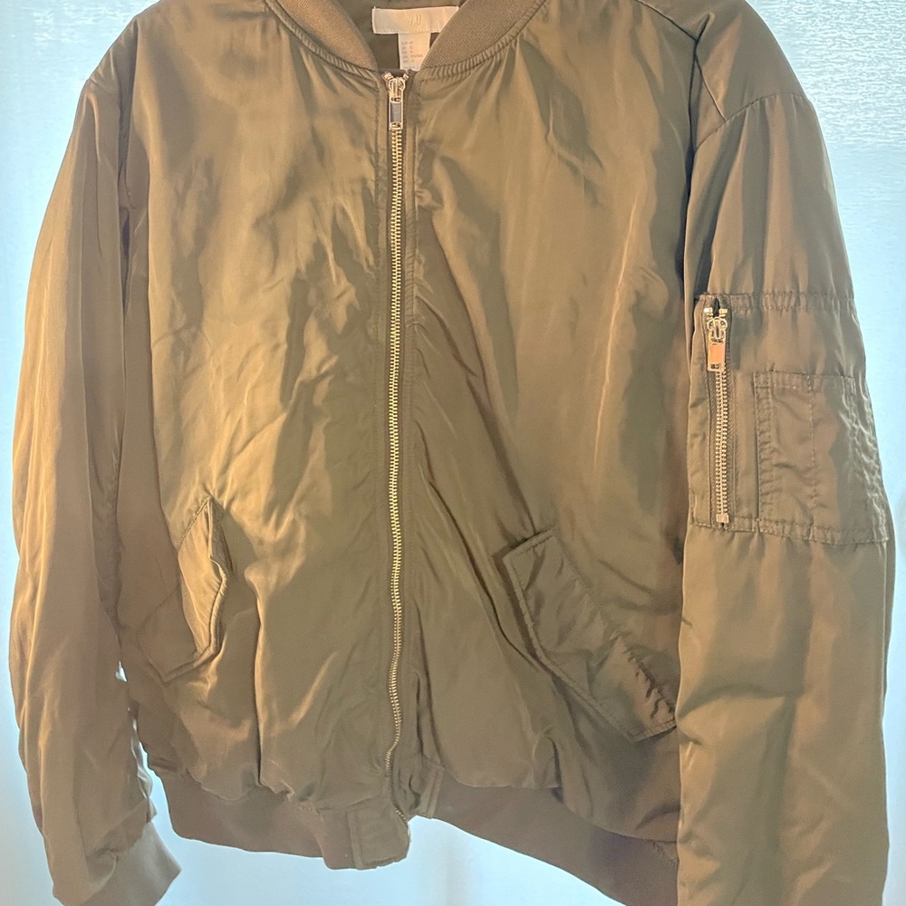 H&M bomber jacket, army green, size 12